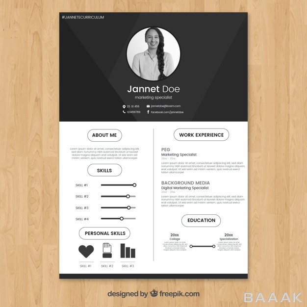 قالب-رزومه-زیبا-Black-white-resume-template_214369896