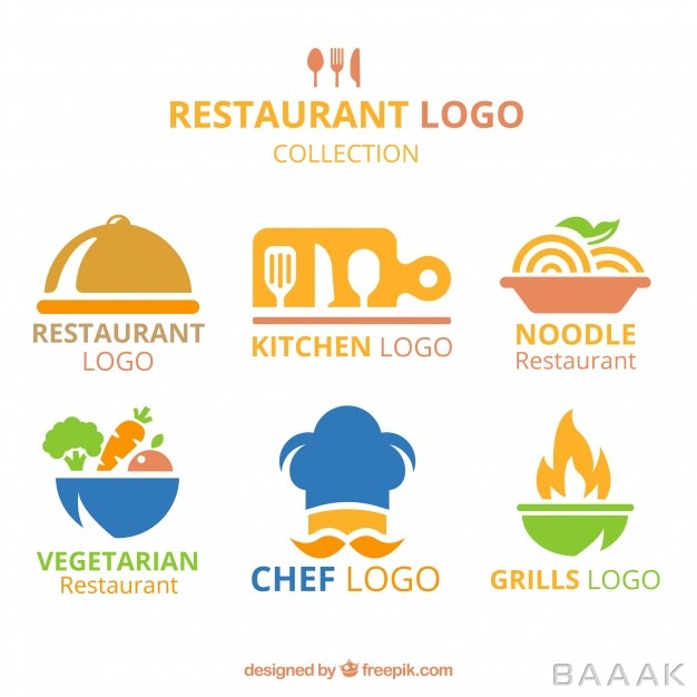 لوگو-مدرن-Flat-variety-colorful-restaurant-logos_1232263