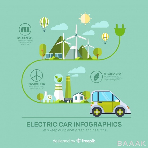 اینفوگرافیک-زیبا-Electric-car-infographics_3478247