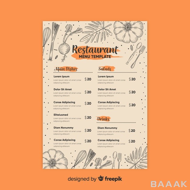 منو-مدرن-Elegant-restaurant-menu-template-with-drawings_624410834