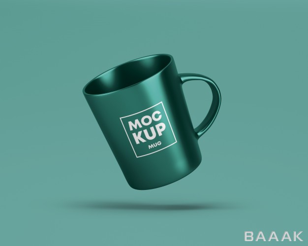 موکاپ-خلاقانه-Flying-metallic-mug-mockup_842603265