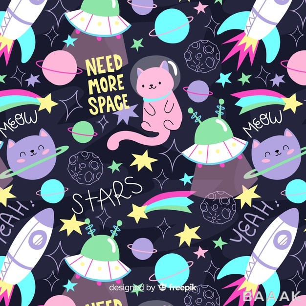 پترن-فوق-العاده-Colorful-doodle-cats-space-words-pattern_745047994
