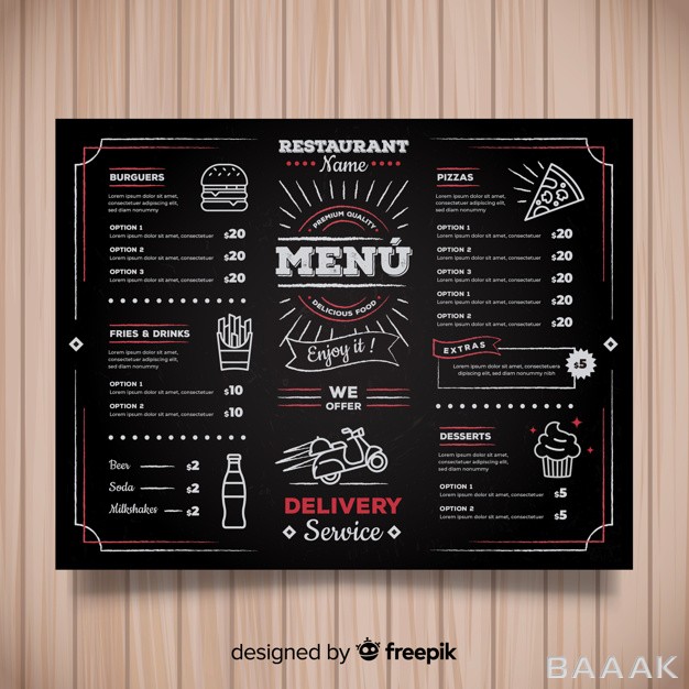 منو-مدرن-Colorful-hand-drawn-restaurant-menu-template_696475034