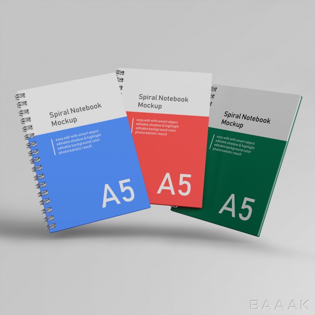 موکاپ-زیبا-و-جذاب-Premium-three-office-hard-cover-spiral-binder-notebook-mockups-design-templates-flying-front-view_252269089