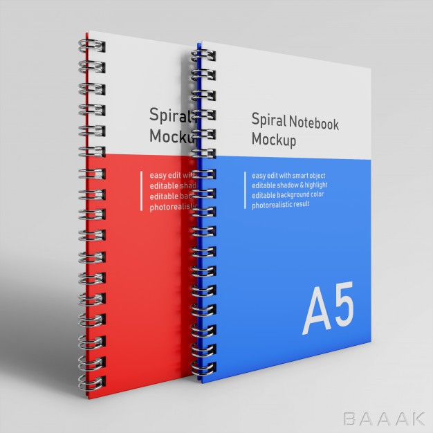موکاپ-مدرن-Premium-two-bussiness-hardcover-spiral-binder-notepad-mockup-design-templates-front-perspective-view_912636712