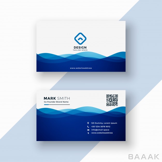 کارت-ویزیت-فوق-العاده-Business-card-template-blue-wavy-style_482524098