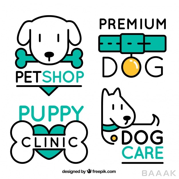 لوگو-جذاب-Pack-four-dog-logos-with-green-elements_1089692