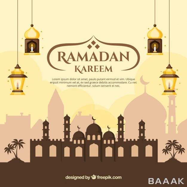 پس-زمینه-جذاب-و-مدرن-Ramadan-background-with-mosque-lamps-flat-style_742138511