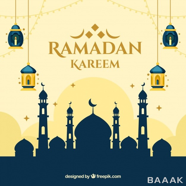 پس-زمینه-خاص-Ramadan-background-with-mosque-silhouette-flat-style_819161396