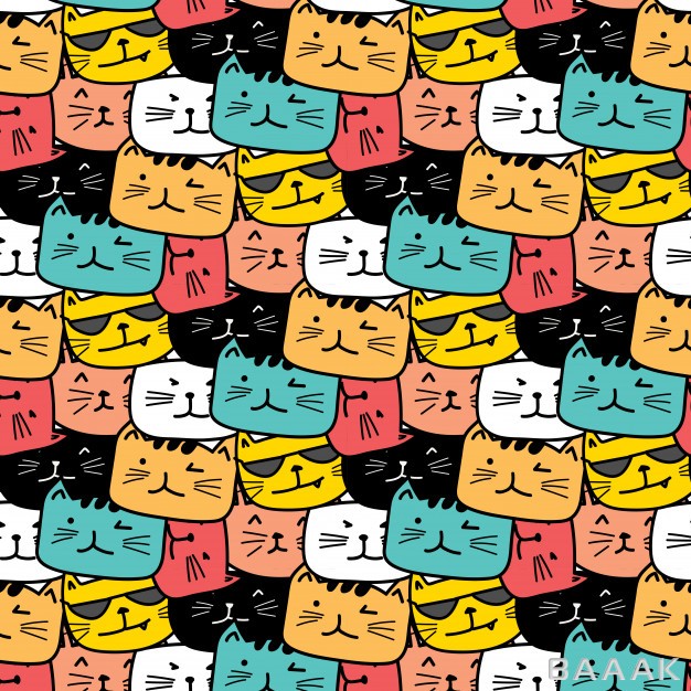 پترن-خاص-و-خلاقانه-Hand-drawn-cats-pattern-doodle-art_445010919