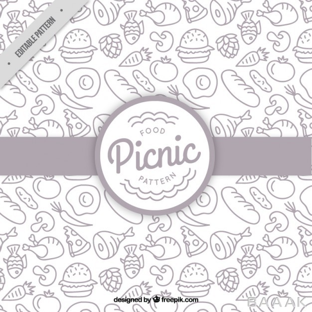پترن-مدرن-Hand-drawn-picnic-food-pattern_849487185