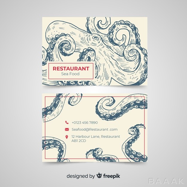 کارت-ویزیت-زیبا-Hand-drawn-restaurant-business-card-template_692730532