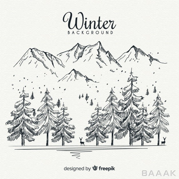 پس-زمینه-جذاب-و-مدرن-Hand-drawn-winter-landscape-background_696047552