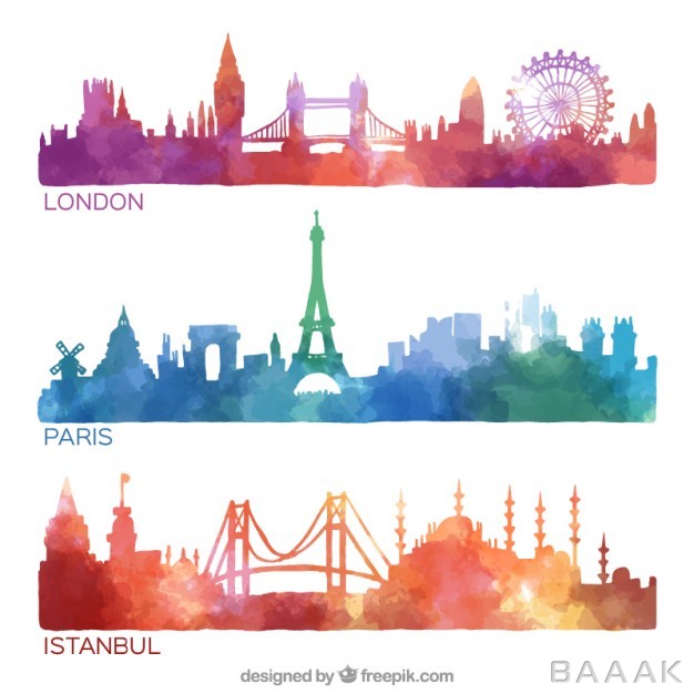 کالکشن-طرح-های-رنگارنگ-افق-های-شهری-جذاب-لندن-و-پاریس-و-استانبول_590424054