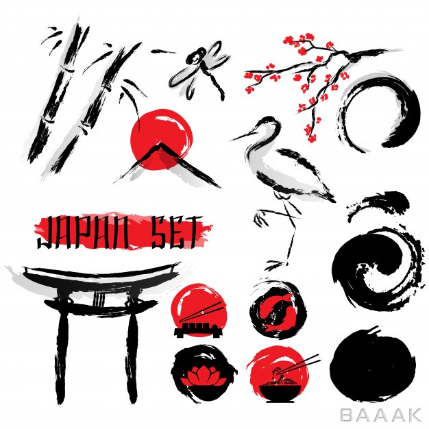آیکون-فوق-العاده-Japanese-sumie-ink-painting-icons-set_903193799
