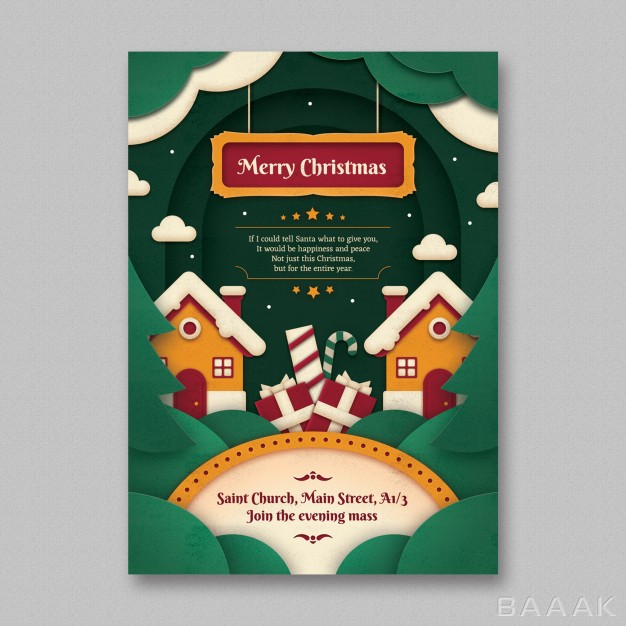 تراکت-خاص-Paper-art-christmas-flyer-template_865994495