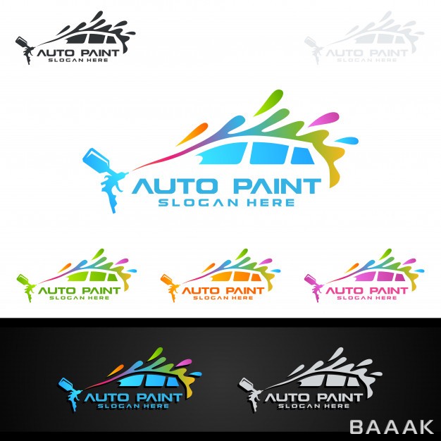 لوگو-خلاقانه-Car-painting-logo-with-spray-gun-sport-car-concept_2420806