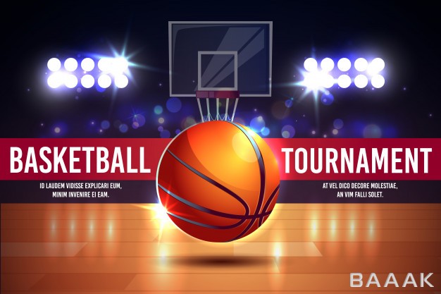 بنر-مدرن-و-خلاقانه-Cartoon-ad-poster-banner-with-basketball-tournament-shining-ball-court_283961785