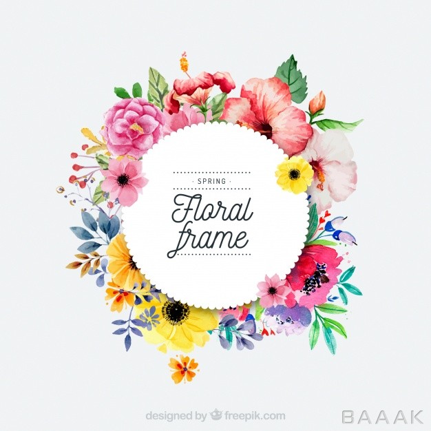 قاب-مدرن-و-خلاقانه-Watercolor-spring-floral-frame_945082282