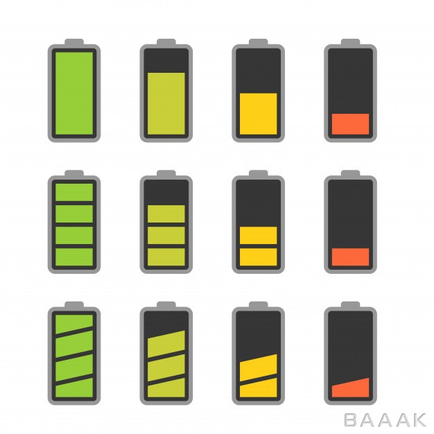 آیکون-زیبا-و-خاص-Battery-icon-set-with-colorful-charge-level-indicators_704601085