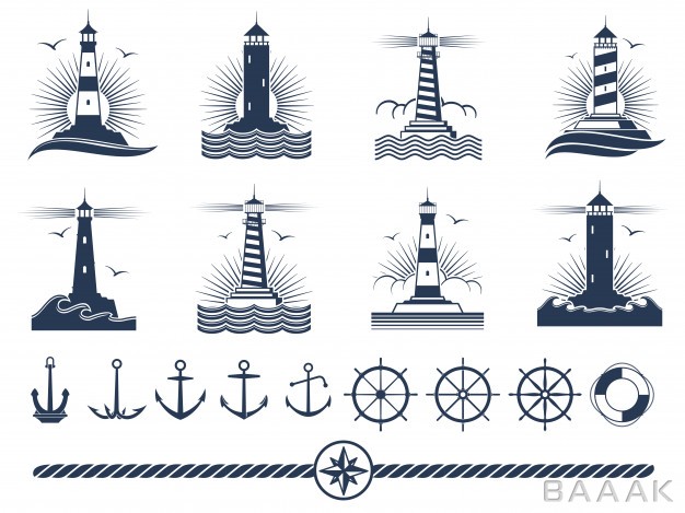 لوگو-جذاب-و-مدرن-Nautical-logos-elements-set-anchors-lighthouses-rope_4618886
