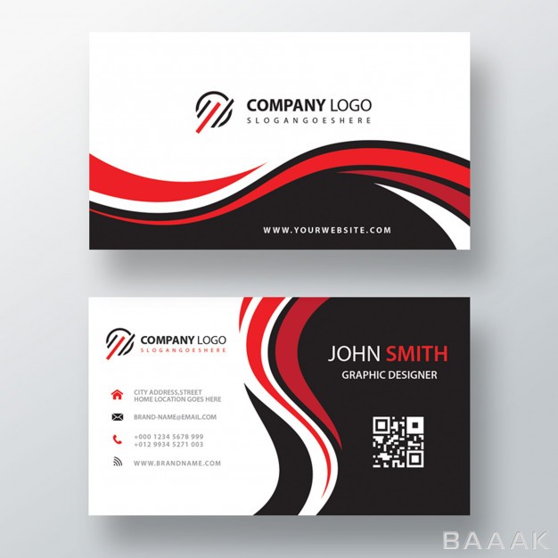 کارت-ویزیت-پرکاربرد-Wavy-red-black-corporate-card_790032558
