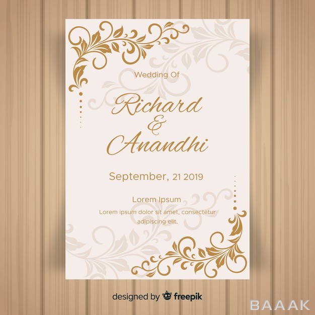 کارت-دعوت-خاص-Leaf-ornaments-wedding-invitation-template_567868243