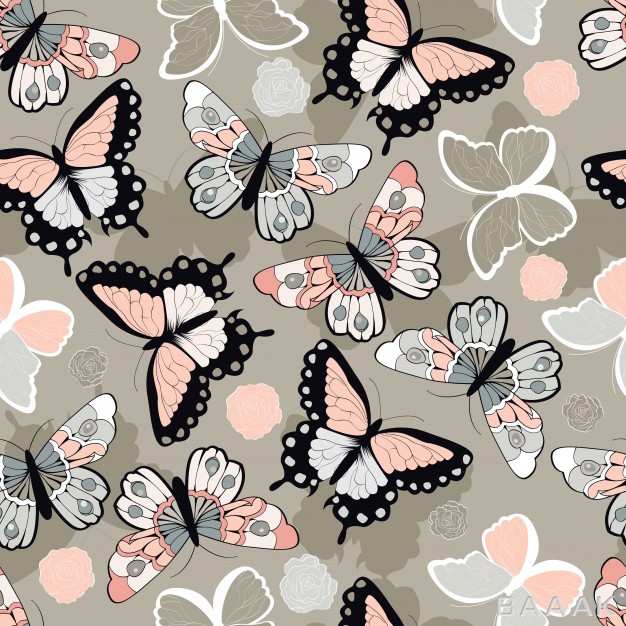 پترن-مدرن-و-جذاب-Seamless-vector-pattern-with-hand-drawn-colorful-butterflies_167595390
