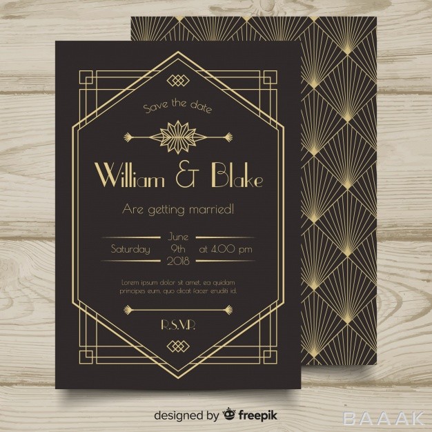 کارت-دعوت-خاص-و-مدرن-Beautiful-art-deco-wedding-invitation-template-design_272034169