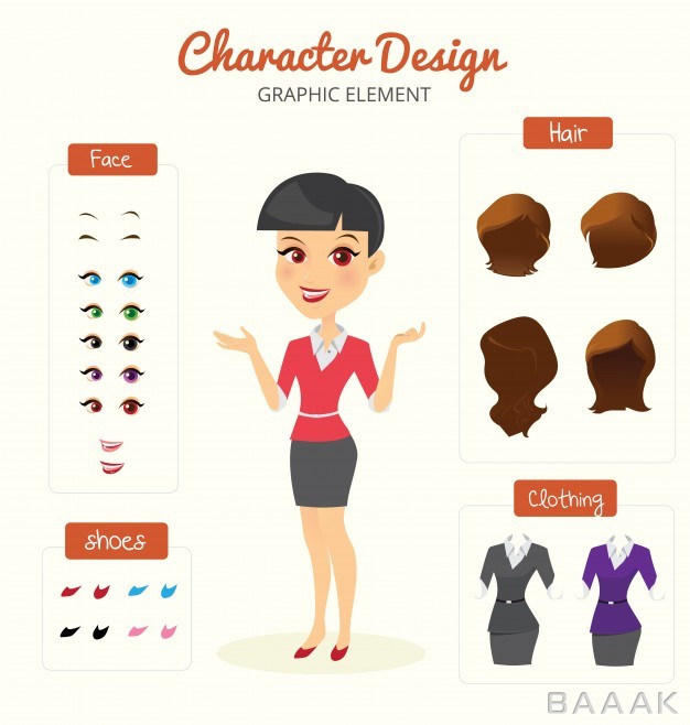 اینفوگرافیک-جذاب-Secretary-character-creation-set-self-confident-businesswoman-cartoon-flat-style-infographic-illustration_1276882