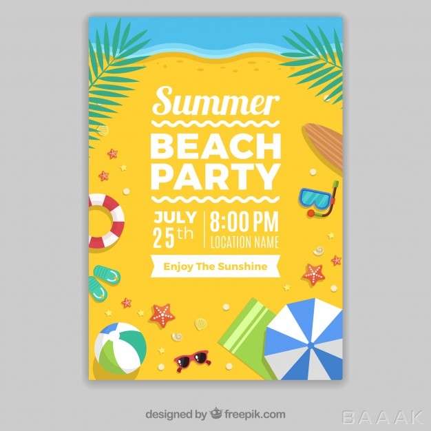 پوستر-زیبا-Template-party-poster-beach_448294711