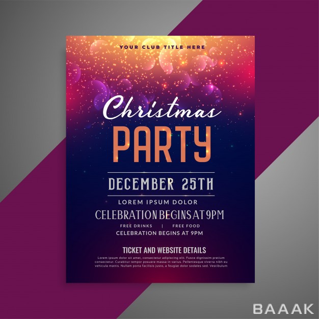 تراکت-خاص-و-مدرن-Merry-christmas-sparkles-party-poster-flyer-design-template_497442869
