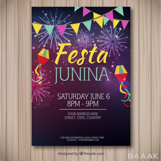 تراکت-خلاقانه-Festa-junina-flyer-with-colorful-fireworks_519594705