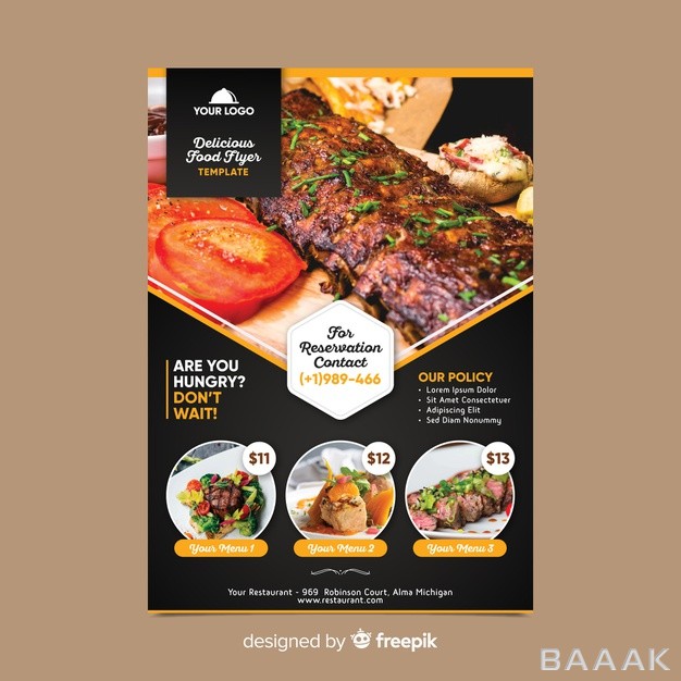 تراکت-مدرن-و-جذاب-Restaurant-flyer-template-with-photo_906062750