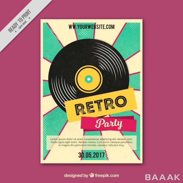 پوستر-مدرن-و-جذاب-Retro-party-poster-with-vinyl_437214045