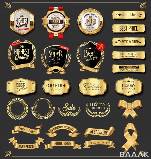 برچسب-جذاب-و-مدرن-Retro-vintage-golden-badges-labels-collection_497217061