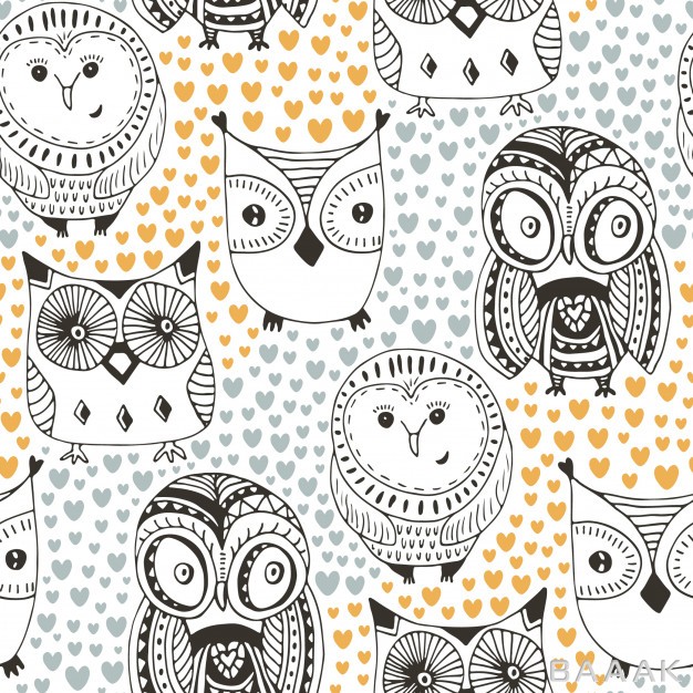 پس-زمینه-جذاب-و-مدرن-Childish-pattern-with-funny-owl-fashion-seamless-background-vector-textile-fabric-print_124035569