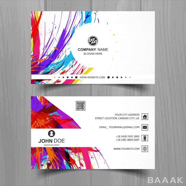 کارت-ویزیت-مدرن-و-خلاقانه-White-business-card-with-ink-stains_1072778