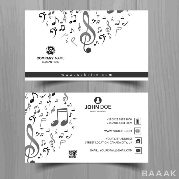 کارت-ویزیت-جذاب-White-business-card-with-musical-notes_946670
