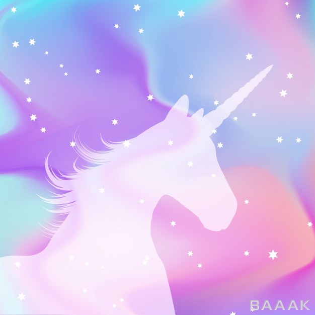 پس-زمینه-زیبا-و-جذاب-Silhouette-unicorn-holographic-background_380184236