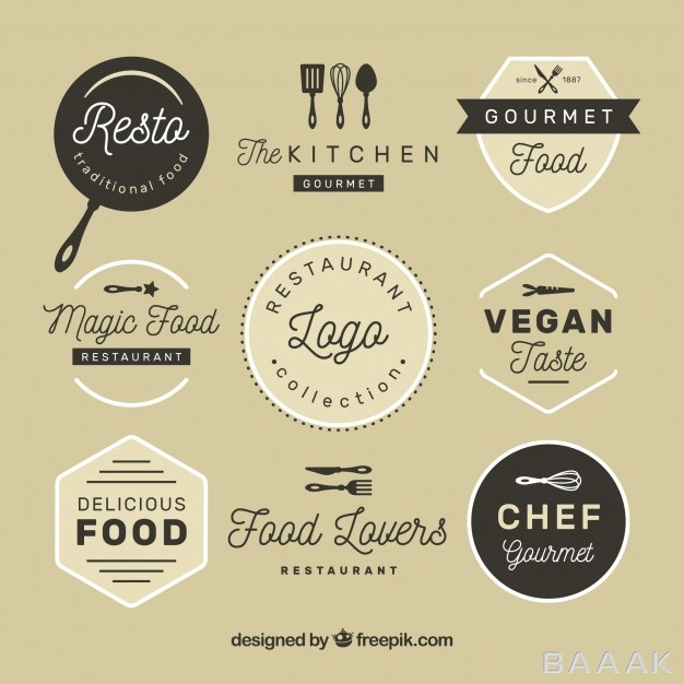 لوگو-زیبا-Vintage-restaurant-logos-with-badge-design_1231578