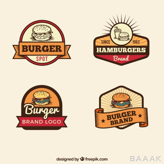 لوگو-خاص-Vintage-selection-burger-logos_1129810