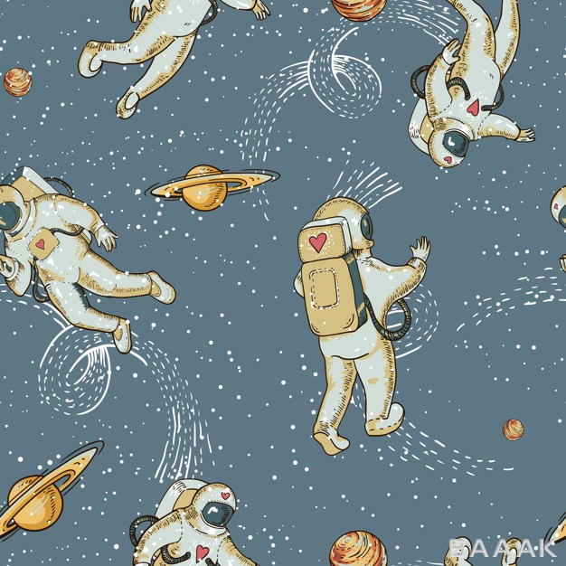 پترن-خاص-و-خلاقانه-Vintage-vector-astronaut-space-seamless-pattern-planet-stars-science-fiction-hand-drawn-wallpaper_858525813
