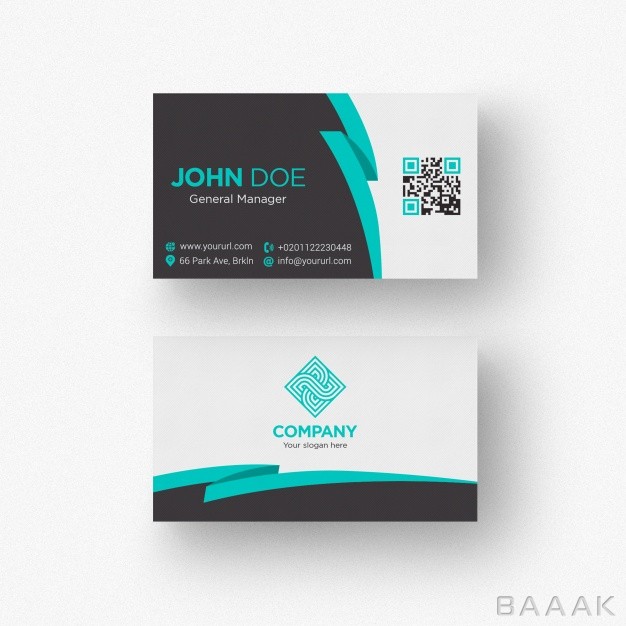 کارت-ویزیت-خاص-Black-white-business-card-with-aquamarine-details_1239053
