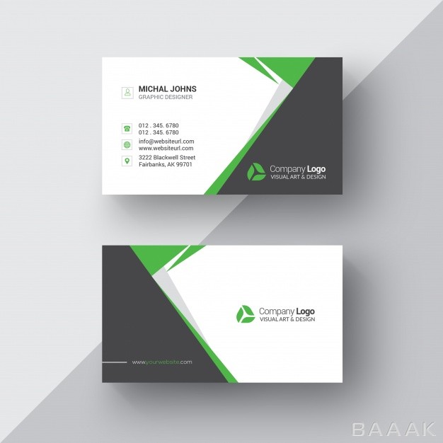 کارت-ویزیت-مدرن-و-خلاقانه-Black-white-business-card-with-green-details_1200589