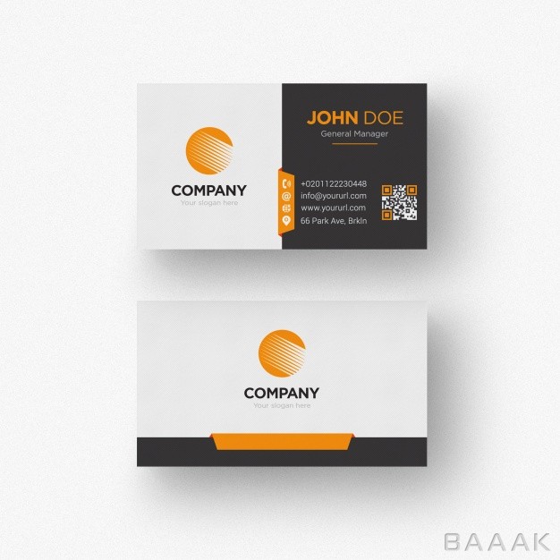 کارت-ویزیت-زیبا-و-خاص-Black-white-business-card-with-orange-details_1239049