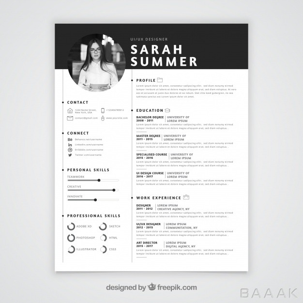 قالب-رزومه-خاص-Black-white-resume-template_576719573