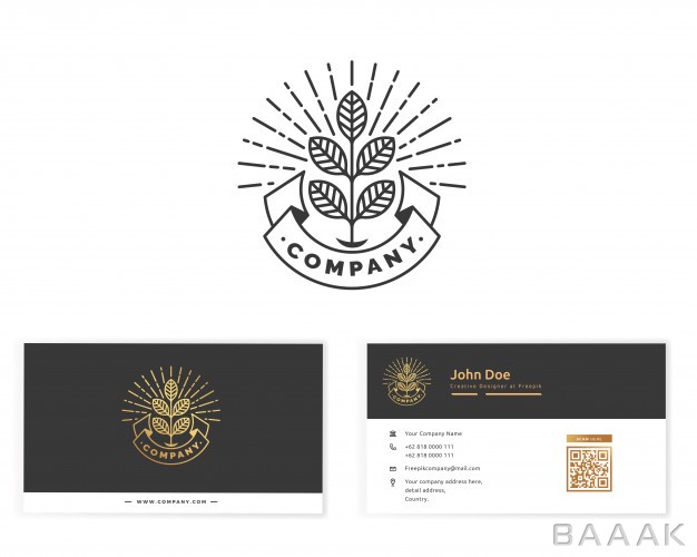 کارت-ویزیت-خاص-و-مدرن-Plant-monogram-logo-with-stationery-business-card_5406238