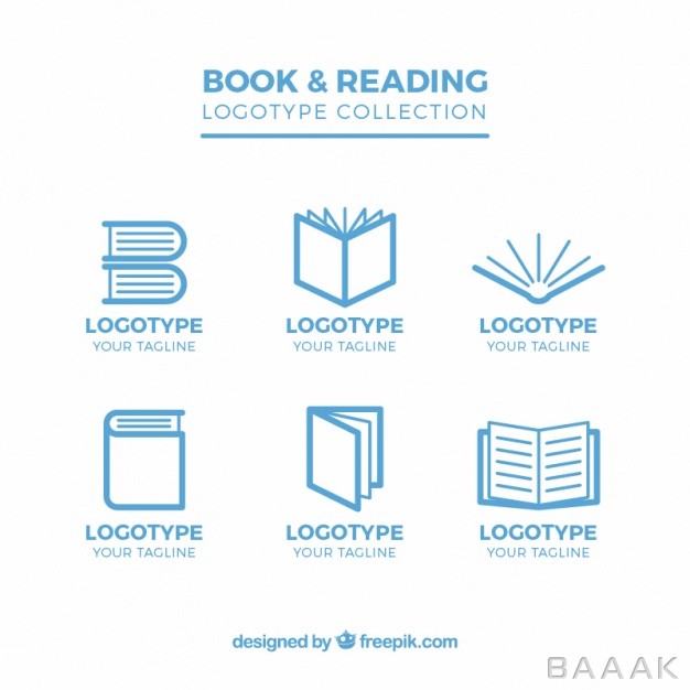 لوگو-جذاب-و-مدرن-Flat-collection-six-logos-with-books_1035828