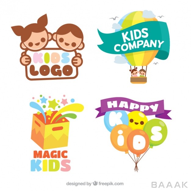 لوگو-خاص-و-مدرن-Flat-pack-colorful-kids-logos_1009795